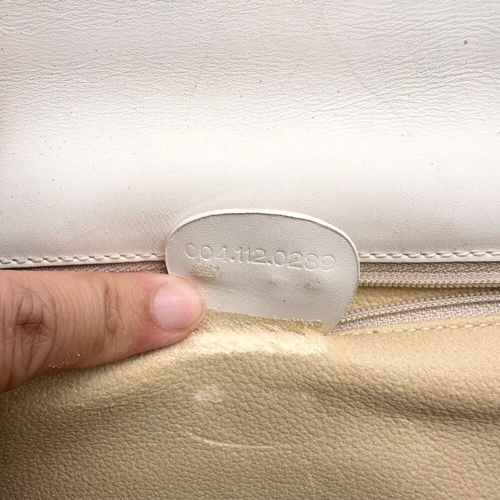 Gucci Vintage 80s Flora Flap Clutch Bag Ecru Canvas White Leather Trim READ - Picture 14 of 16